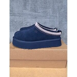 UGG Tazz Navy Blue Pink Tasman Braid Platform Suede Slippers Womens 10 1122553